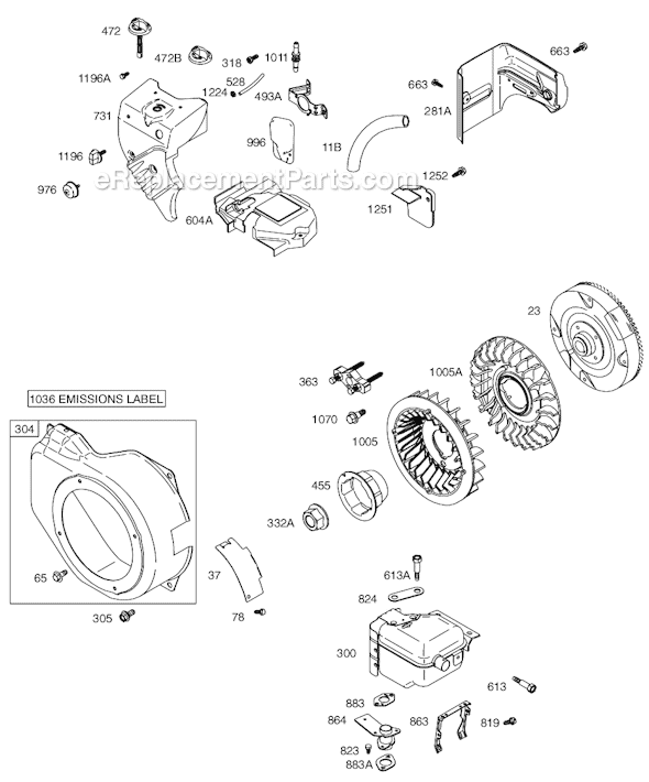 Page E Diagram and Parts List for 12D300SERIES 0007-0019 Briggs and Stratton Engine